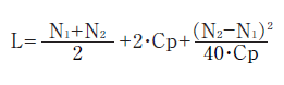 L=(N1+N2)/2 + 2*Cp + (N2-N1)2/40*Cp